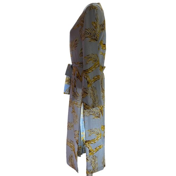 Buffalo Trading Co. Featherweight Light Blue & Yellow Palm Leaf Print Ro… - Picture 3 of 10